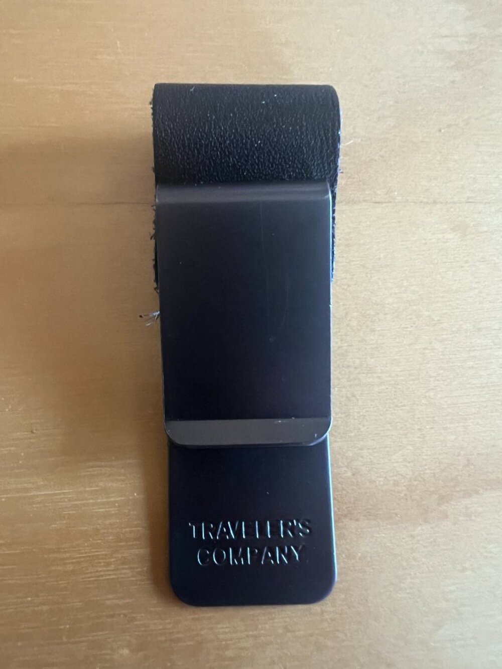 EUC Traveler's Company Notebook Pen Holder - Blk Leather and Charcoal tone metal